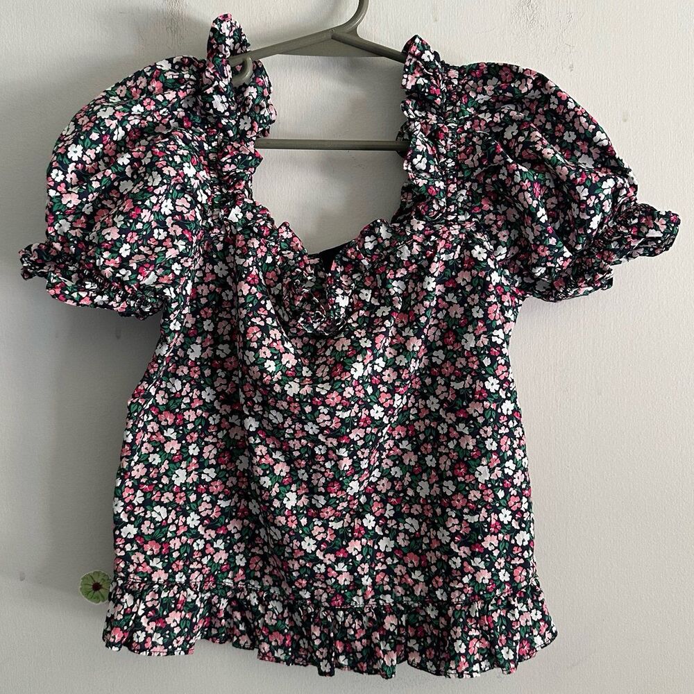 Janie & Jack Floral Sweetheart Neckline Puff Sleeve Top Girls Size 10 from 2022
